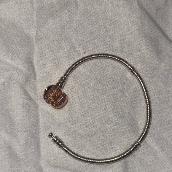 Pandora Pavé Sterling Silver Bracelet w 14k rose gold-plated heart clasp - - Picture 8 of 15